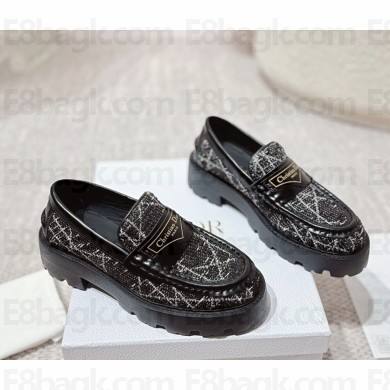 Dior Boy Platform Loafer Black and White Cannage Tweed 1104-2024