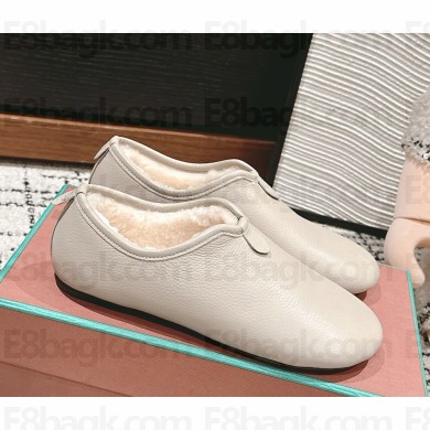 Loro Piana Floaty Flat in Frosted calf leather with shearling 1104-02-2024