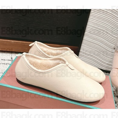 Loro Piana Floaty Flat in Frosted calf leather with shearling 1104-03-2024