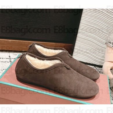 Loro Piana Floaty Flat in suede leather with shearling 1104-06-2024