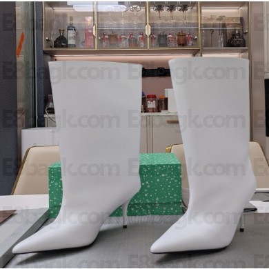 Balenciaga WADERS 75mm leather ankle boots in white 1104-2024