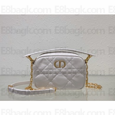 Dior small Caro Top Handle Camera Bag in white Calfskin 2024