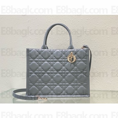 Dior Medium Book Tote Bag in gray Macrocannage Calfskin 2024
