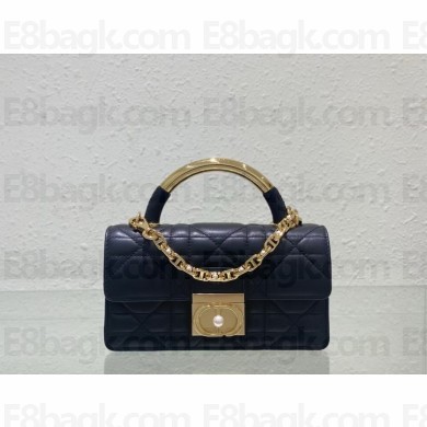 Mini Dior Ange Bag in Black Macrocannage Calfskin 2024