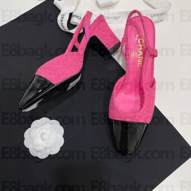Chanel Heel 6.5cm Slingbacks G31318 Tweed fuchsia 2024