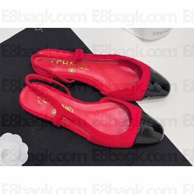 Chanel Heel 1.5cm Slingbacks G31319 Tweed red 2024
