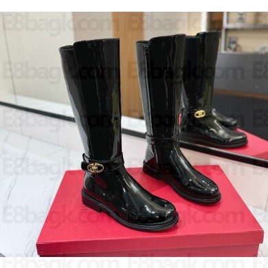 Valentino vlogo signature patent boots in black 2024