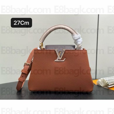 LOUIS VUITTON Capucines BB bag IN Taurillon leather M12956 Tan Brown/Chocolate Brown/Galet Brown/Gray 2025