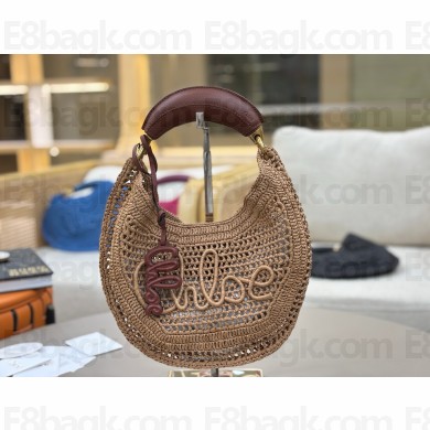 chloe Summer Banana raffia-effect shoulder bag beige 2025