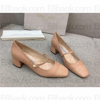 Jimmy Choo Elisa 45 Nappa and Patent Leather Pumps pink 2023