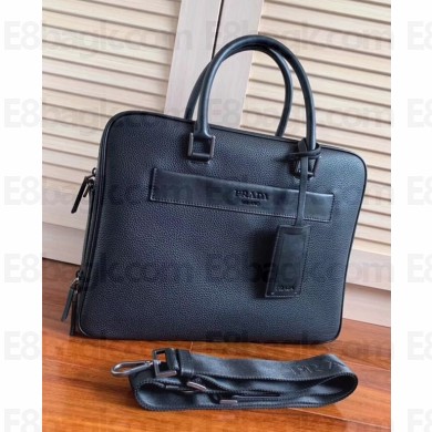 Prada Saffiano Leather Briefcase 2VE366 Navy Blue 2018