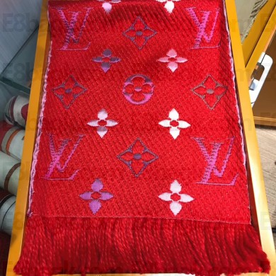 louis vuitton logomania scarf red 2019