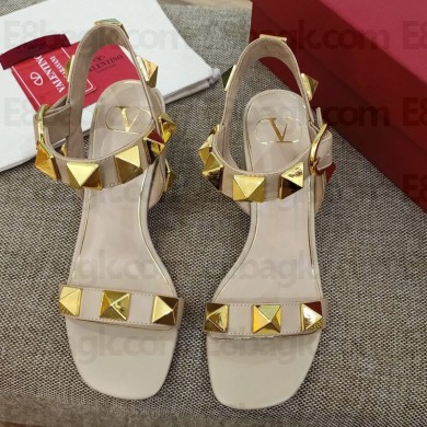 VALENTINO GARAVANI 6CM HEEL Roman Stud SANDALS Apricot 2021
