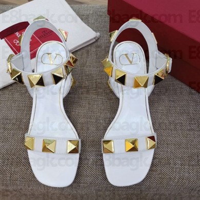VALENTINO GARAVANI 6CM HEEL Roman Stud SANDALS White 2021
