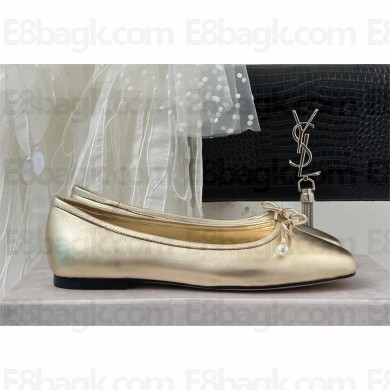 Jimmy Choo Elme embellished leather ballet flats gold 2023