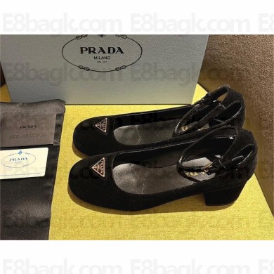 Prada Heel 4cm velvet pumps 1I358N black Spring 2024