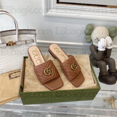 gucci Women's slide with Double G brown 2021