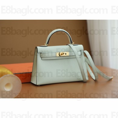 Hermes Mini Kelly II Handbag in original epsom leather vert fizz with gold hardware(handmade)