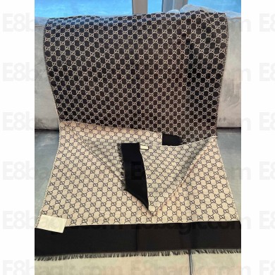 gucci GG cotton jacquard scarf black/ivory