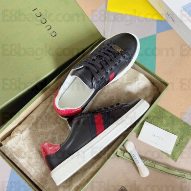 Gucci Black leather Ace Sneakers with web 757892 2024