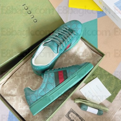 Gucci Green GG Crystal canvas Ace Sneakers with web 760775 2024