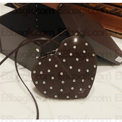 Alaia Le Cœur Heart Bag with drill in Suede leather dark browm 1022-2024 