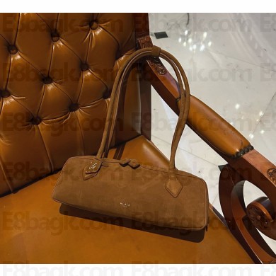 Alaia Le Tecket Medium Shoulder bag in Suede leather Brown 2024 