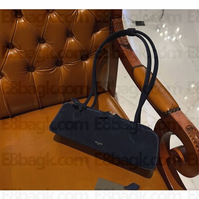 Alaia Le Tecket Medium Shoulder bag in Suede leather dark blue 2024 