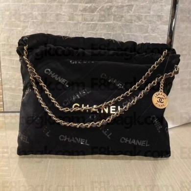 CHANEL BLACK Velvet, Sequins & Gold-Tone Metal 22 Handbag AS3261(ORIGINAL QUALITY)