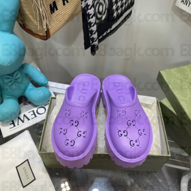 gucci LOVER'S platform perforated G sandal lavender 2021