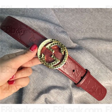 Gucci Signature belt with G buckle 370543 burgundy