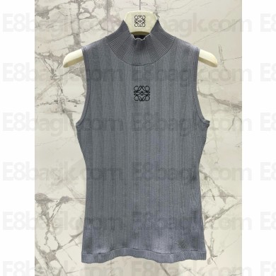 loewe High neck top in cotton blend gray 2024