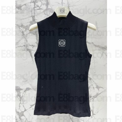 loewe High neck top in cotton blend black 2024
