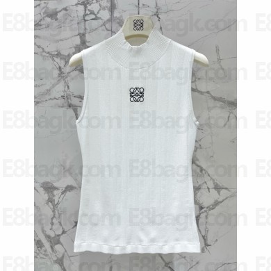 loewe High neck top in cotton blend white 2024