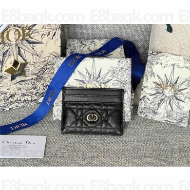 Dior Caro Five-Slot Card Holder in Supple Cannage Calfskin black