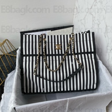 chanel shopping bag AS4693 WHITE/BLACK 2024