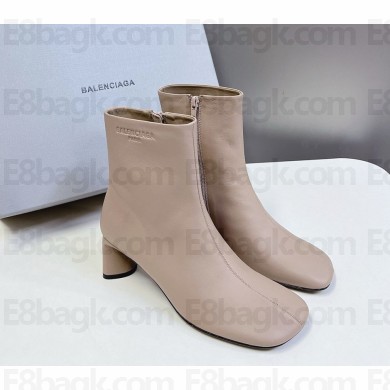 Balenciaga Women's Duty Free 60mm Boot in nude pink shiny soft lambskin 2024