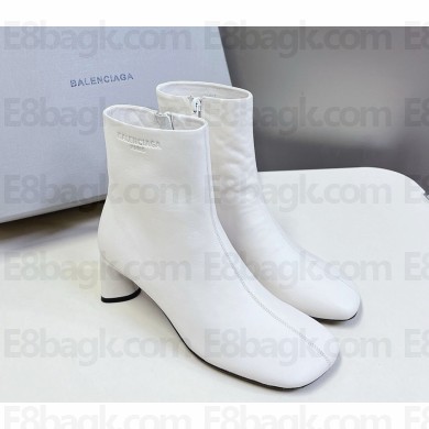 Balenciaga Women's Duty Free 60mm Boot in white shiny soft lambskin 2024