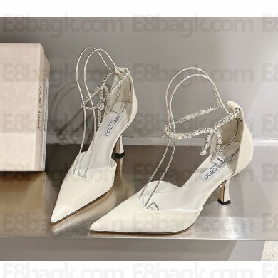 Jimmy Choo Stevie 85 pumps in white patent leather 2024