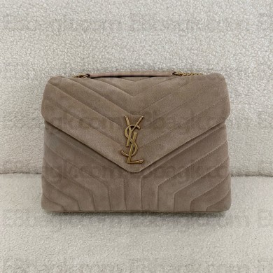 saint laurent LOULOU MEDIUM BAG IN QUILTED SUEDE NUDE PINK 2024 (original quality)