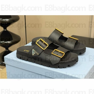 Prada Leather strap slides 1XX692 black 2024