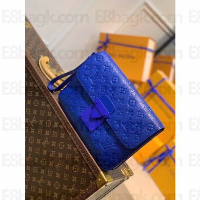 louis vuitton S Lock A4 Pouch m80582 blue