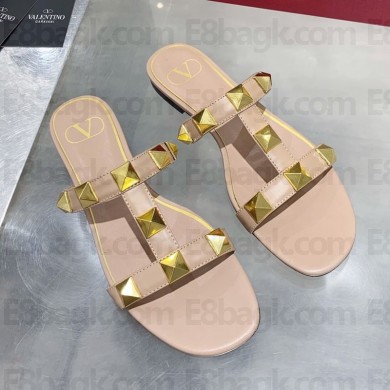 VALENTINO GARAVANI Roman Stud flat SANDALS Nude 2021