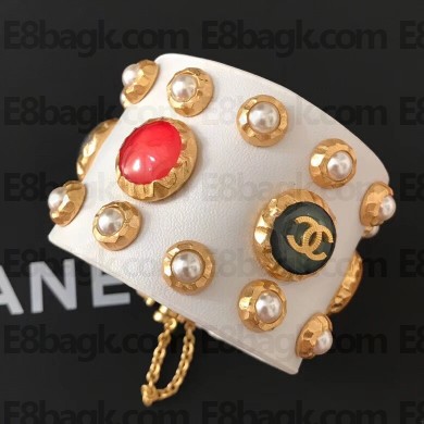 Chanel Cuff with Stones AB0268 White 2018