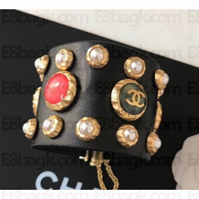Chanel Cuff with Stones AB0268 Black 2018