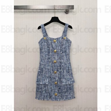 BALMAIN BLUE TWEED DRESS 2025