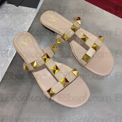 VALENTINO GARAVANI Roman Stud flat SANDALS Apricot 2021