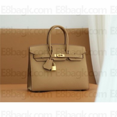 Hermes Birkin 25 In Original EPSOM Leather biscuit with silver Hardware (SELLIER+Full Handmade)