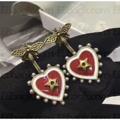 Dior L'Atelier du Cœur Earrings with Beads and Heart Pendant Red 2018