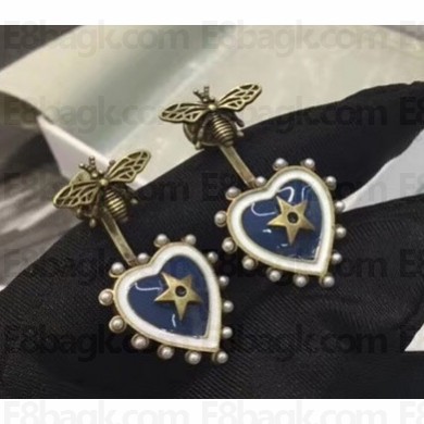 Dior L'Atelier du Cœur Earrings with Beads and Heart Pendant Blue 2018